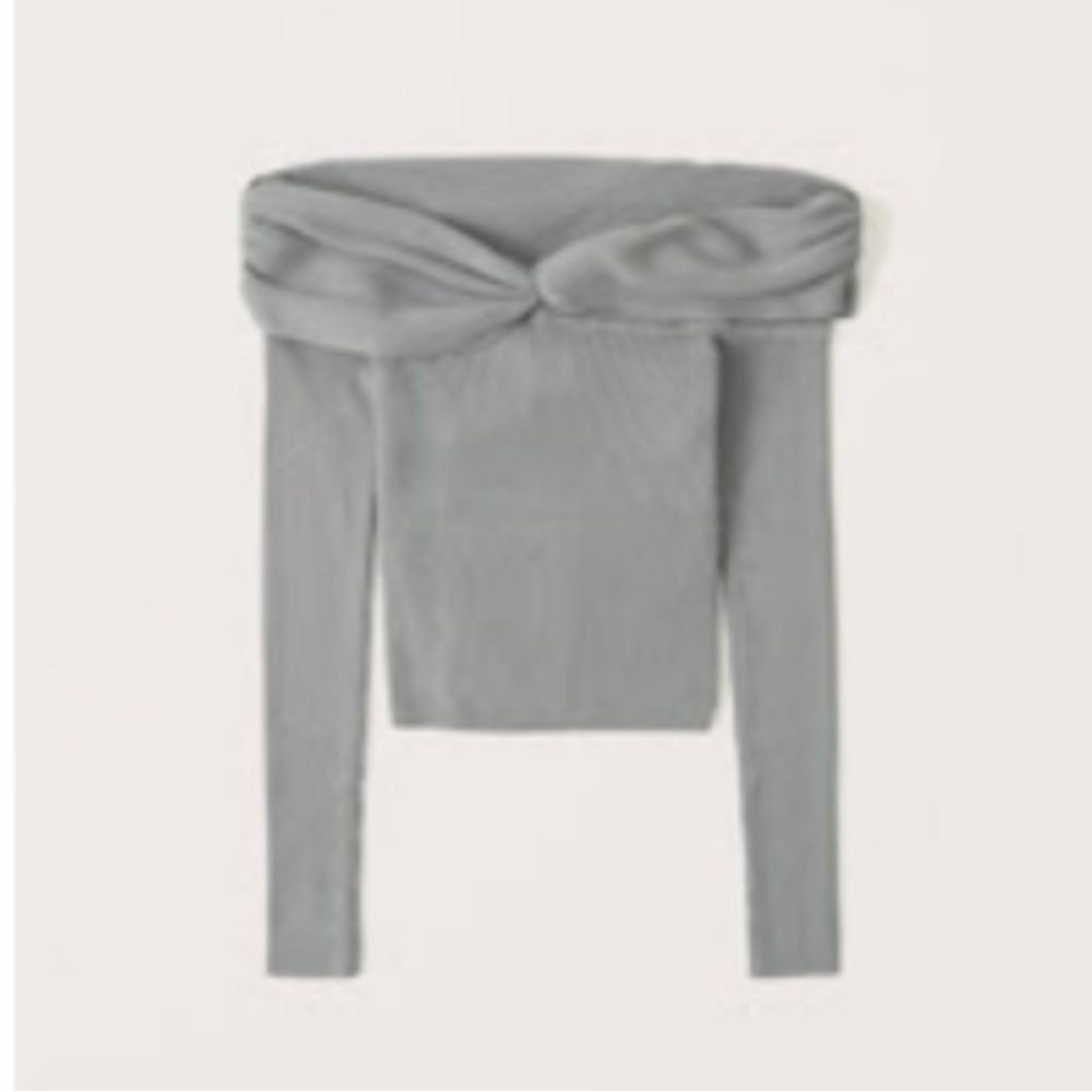 Abercrombie & Fitch Ribbed Sage Green - Gray  Top